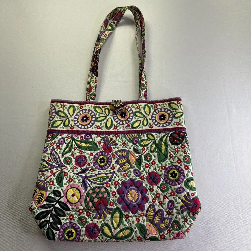 Vera Bradley Toggle Tote Viva La Vera Quilted Cotton Floral Shoulder Bag Retired